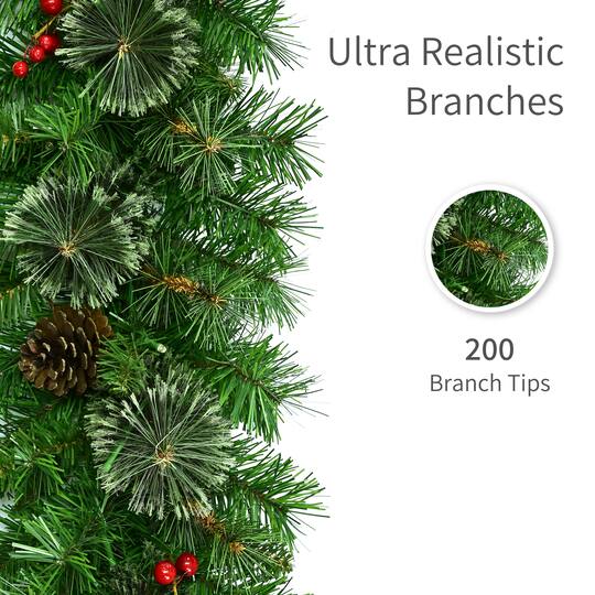 Puleo International 9ft. Pre-Lit Pine with Pinecones & Berries Artificial Garland